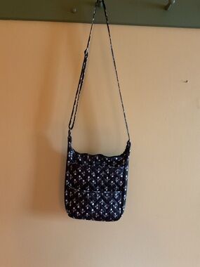 LUG Live Life in Color Black Quilted Crossbody Bag